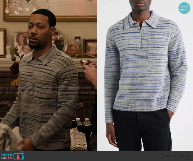 Gregory’s gray striped sweater on Abbott Elementary