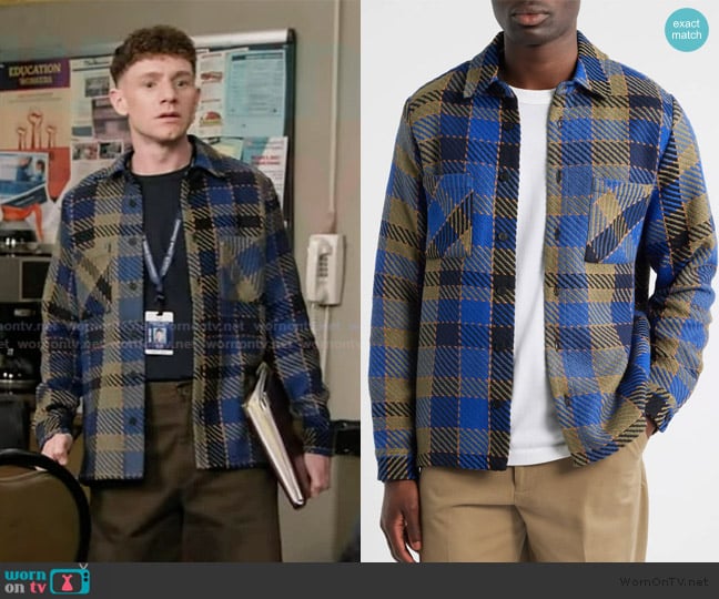 Jacob’s blue plaid shirt on Abbott Elementary