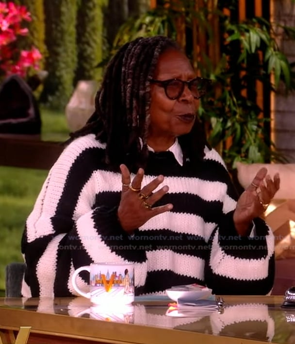 Whoopi’s black and white striped sweater on The View