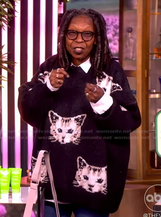 Whoopi’s black cat graphic sweater on The View