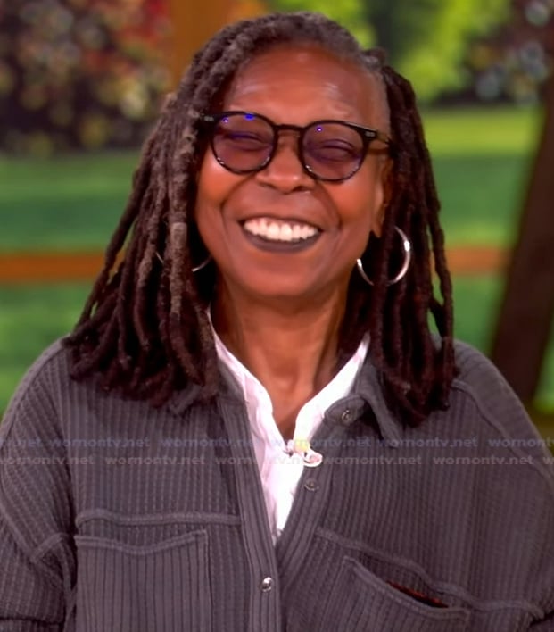 Whoopi's gray knit cardigan on The View