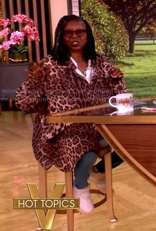 Whoopi’s leopard print oversized shirt on The View