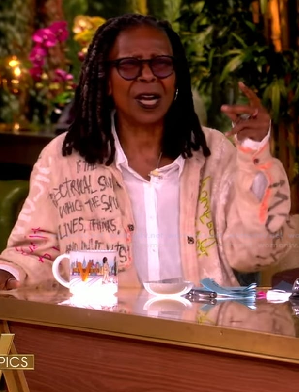 Whoopi’s pink linen shirt on The View