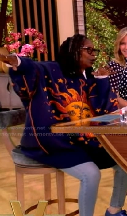 Whoopi's sun graphic oversized sweater on The View