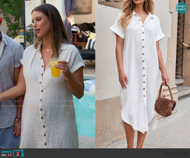Wild Bloom Store Solid Button Down Short Sleeve Midi Shirt Dress worn by Nia Booko on The Valley