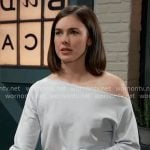 Willow's light blue off shoulder sweater on General Hospital