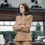 Willow's camel suede suit on General Hospital