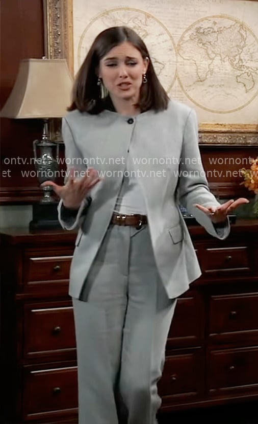 Willow's grey asymmetric suit on General Hospital