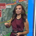 Adelle’s wine red draped satin dress on Today