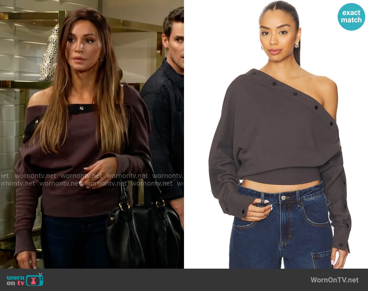 With Jean August Sweater worn by Riza Thomson (Tina Casciani) on The Young and the Restless