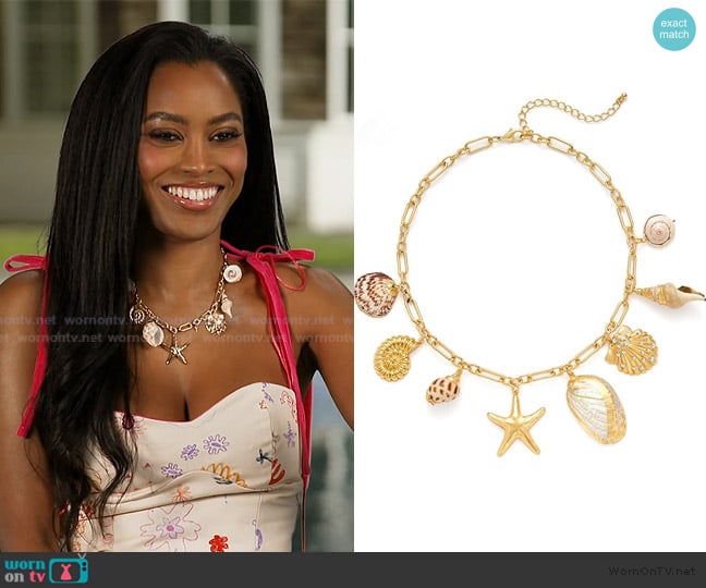 Woworama Gold Sea Shell Necklace for Women Shell Starfish worn by Ciara Miller on Summer House