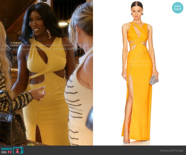 Yaura Zuwa Dress in yellow worn by Bozoma Saint John on The Real Housewives of Beverly Hills