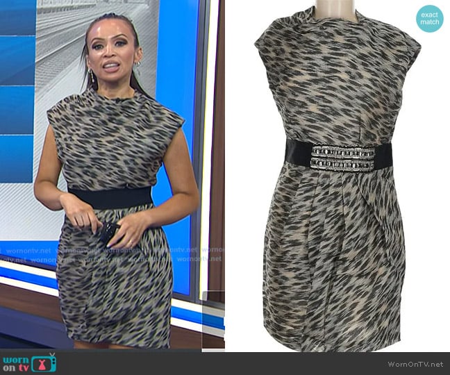 Yigal Azrouel Animal Print Cowl Neck Short Dress worn by Adelle Caballero on Today