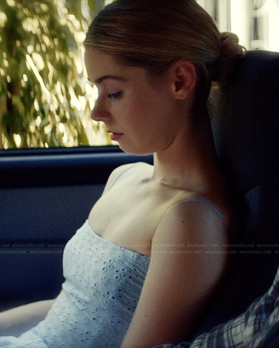 Young Nancy’s blue eyelet dress on Imperfect Women