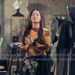 Yuri’s grey floral print cargo pants on XO Kitty