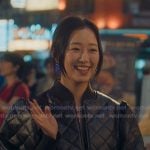 Yuri's black quilted crop jacket on XO Kitty