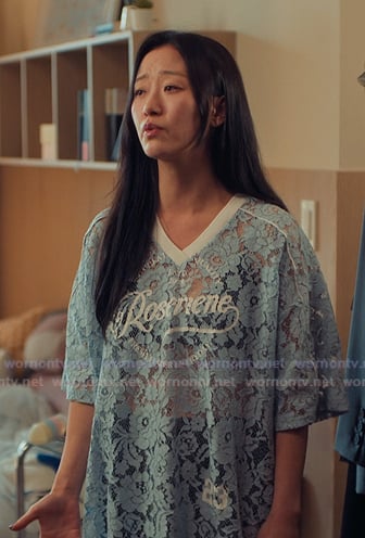 Yuri's blue lace tee on XO Kitty