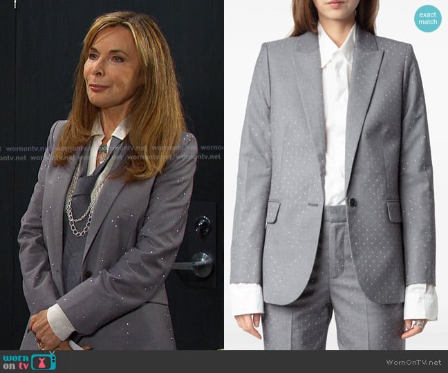 Kate’s grey embellished blazer on Days of our Lives