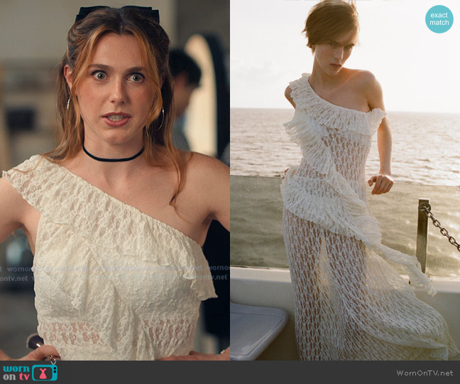 Zara Asymmetric Ruffled Lace Top worn by Madison Miller (Jocelyn Shelfo) on XO Kitty