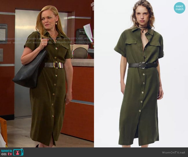 Zara Belted Midi Dress worn by Belle Brady (Martha Madison) on Days of our Lives