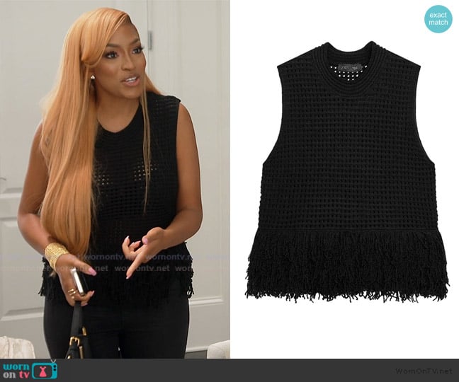 Zara Crochet Fringe Knit Top worn by Drew Sidora on The Real Housewives of Atlanta