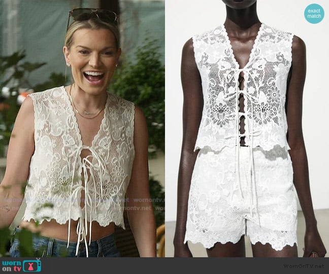 Zara Embroidered Lace Top worn by Lindsay Hubbard on Summer House