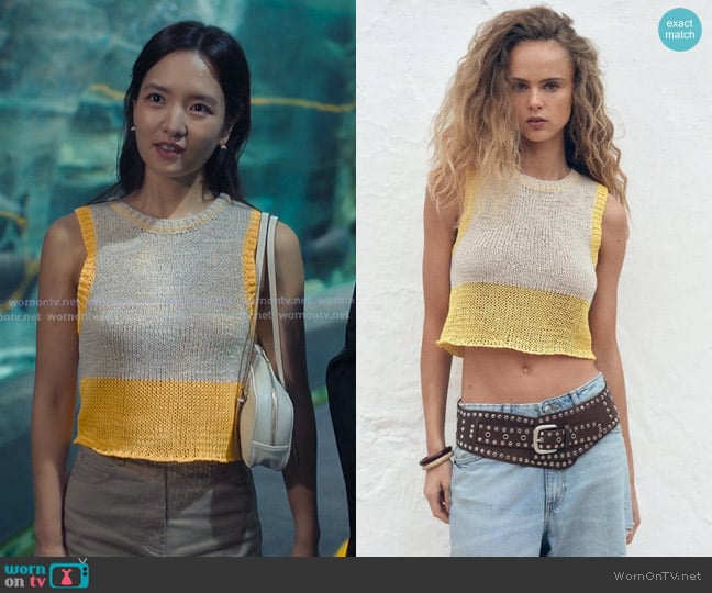 Zara Knit Crop Top worn by Jiwon Ahn (Hojo Shin) on XO Kitty