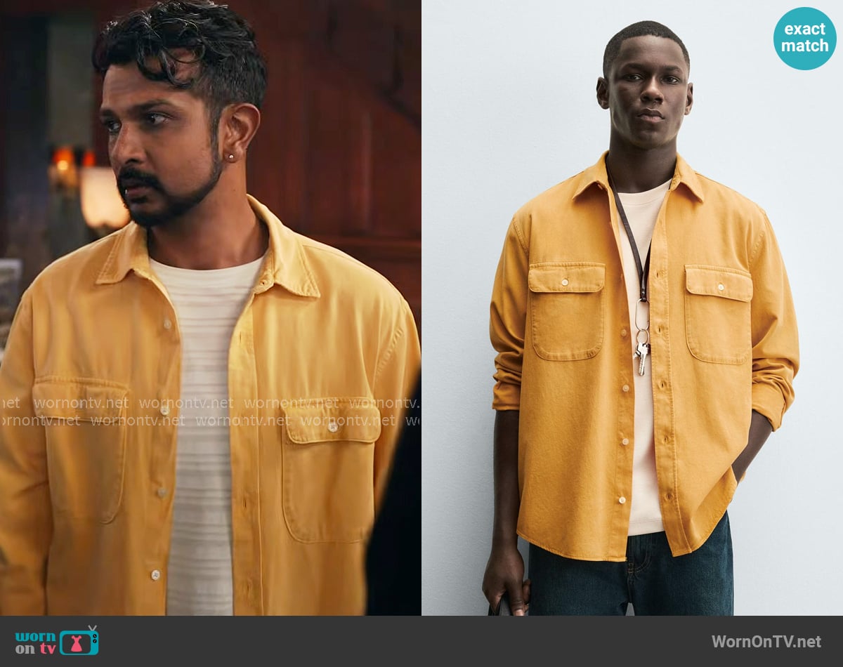 Zara Lyocell / Cotton Shirt with Pockets worn by Jay (Utkarsh Ambudkar) on Ghosts