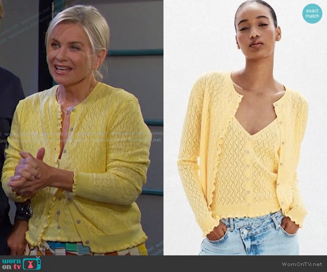 Zara Pointelle Knit Top worn by Kayla Brady (Mary Beth Evans) on Days of our Lives