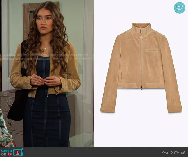 Zara Short Ruffled Dress in Burgundy worn by Arianna Horton (Marissa Reyes) on Days of our Lives