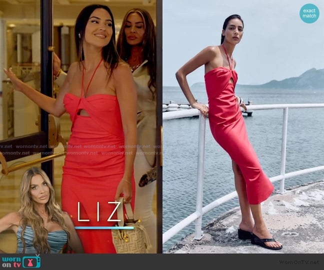 Zara Strapless Red Dress worn by Kelsey Swanson on The Real Housewives of Rhode Island