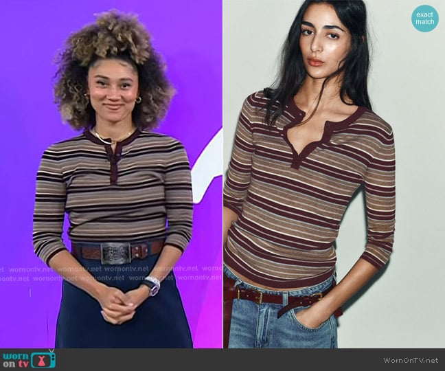 Zara Striped Knit Jumper worn by Ally Love on Today