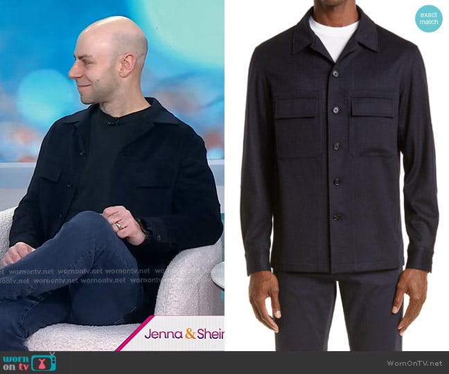Zegna Oasi Cashmere Overshirt in Navy worn by Adam Grant on Today