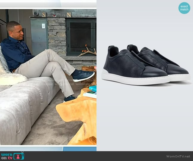 Zegna Triple Stitch Leather Sneakers worn by Craig Melvin on Today
