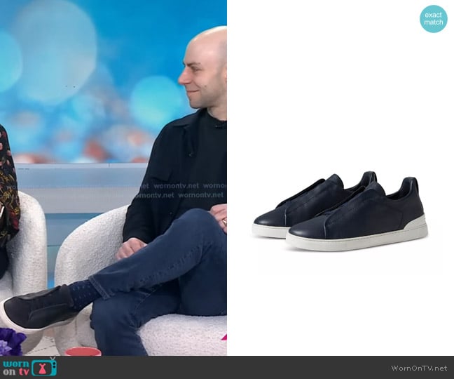 Zegna Triple Stitch™ Secondskin Sneakers in Dark Blue worn by Adam Grant on Today