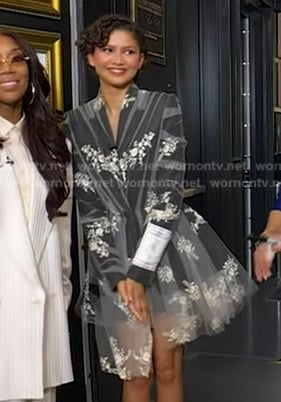 Zendaya's grey floral tulle blazer dress on Good Morning America