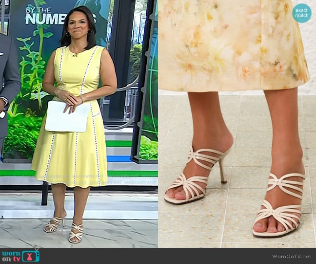 Zimmermann Aura Mule Sandal 85 worn by Laura Jarrett on Today