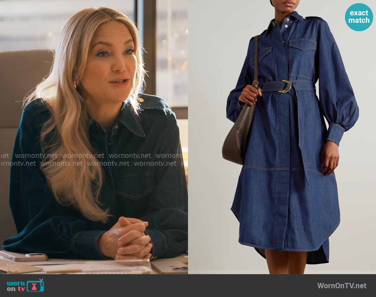 Isla’s denim shirtdress on Running Point