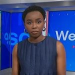 Zinhle’s navy pleated peplum top on NBC News Daily