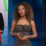 Zuri’s brown check print dress on Access Hollywood