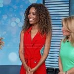 Zuri’s red tie waist dress on Access Hollywood