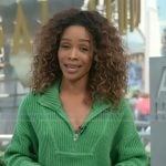 Zuri's green cropped sweater on Access Hollywood