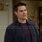 Adam’s blue suede jacket on The Young and the Restless