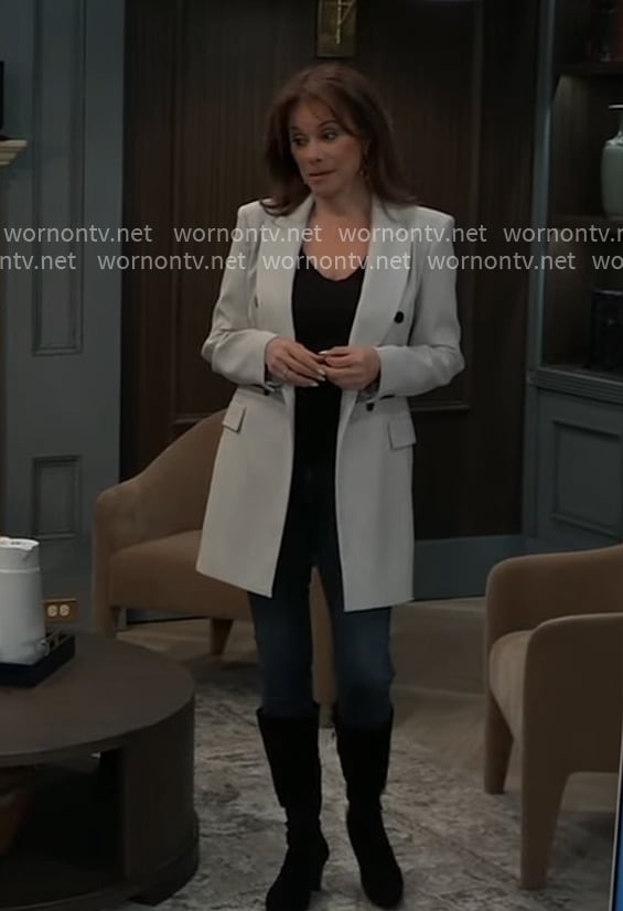 Alexis's long double breasted blazer on General Hospital