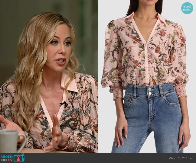 Tara Lipinski’s pink floral blouse on Today