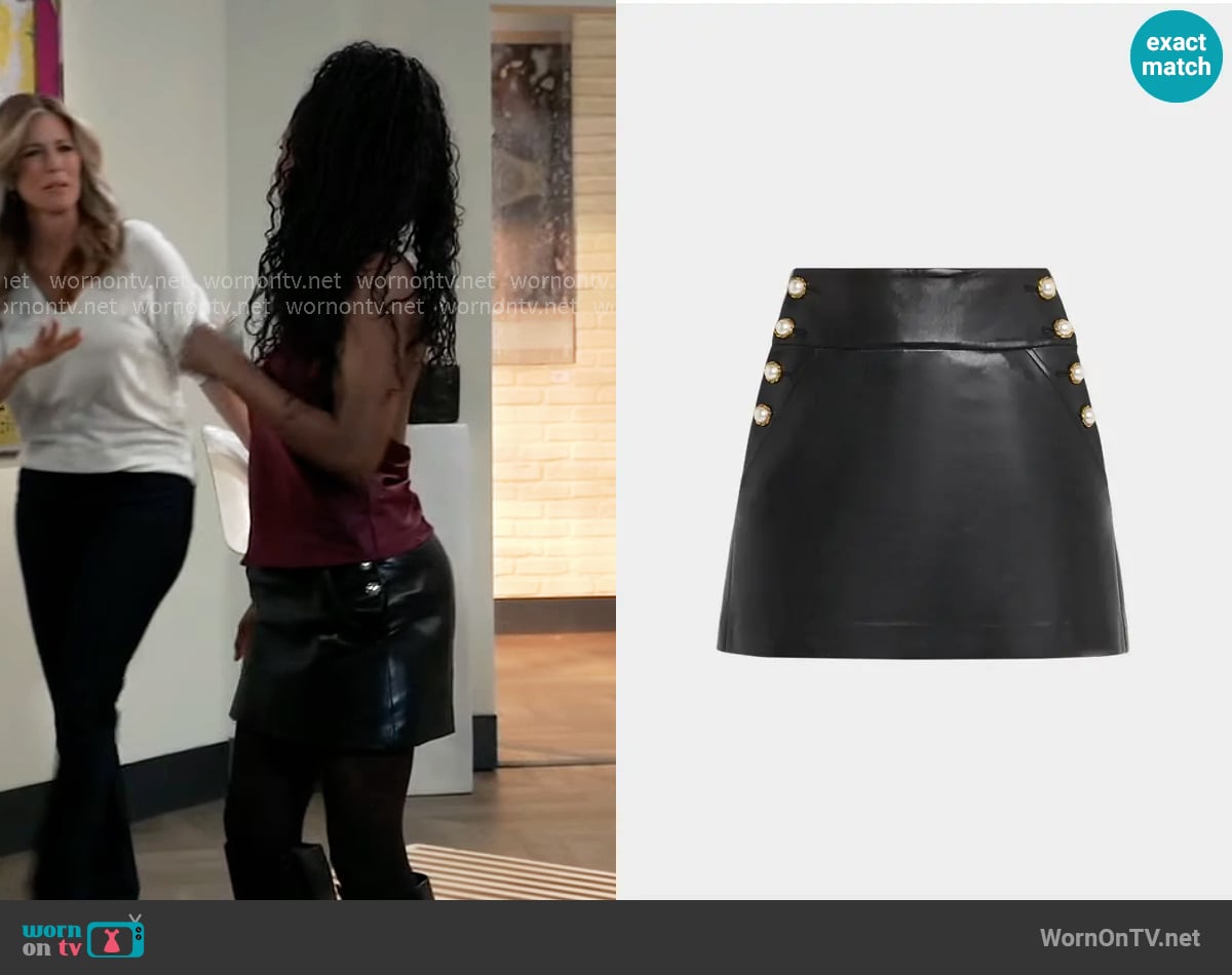 Trina’s leather skirt on General Hospital Trina’s leather skirt on General Hospital