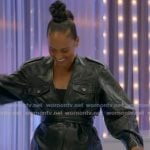 Alicia Keys’s black leather wral jacket on American Idol