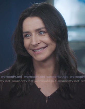 Amelia's brown ribbed sweater on Greys Anatomy
