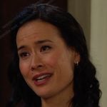 Amy's white floral print top on Days of our Lives