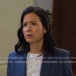 Amy’s white floral print top on Days of our Lives